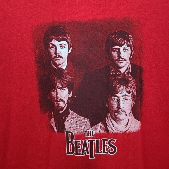 2005 The Beatles Apple Corp Red Short Sleeve Shirt Size Large - Picture 3 of 7